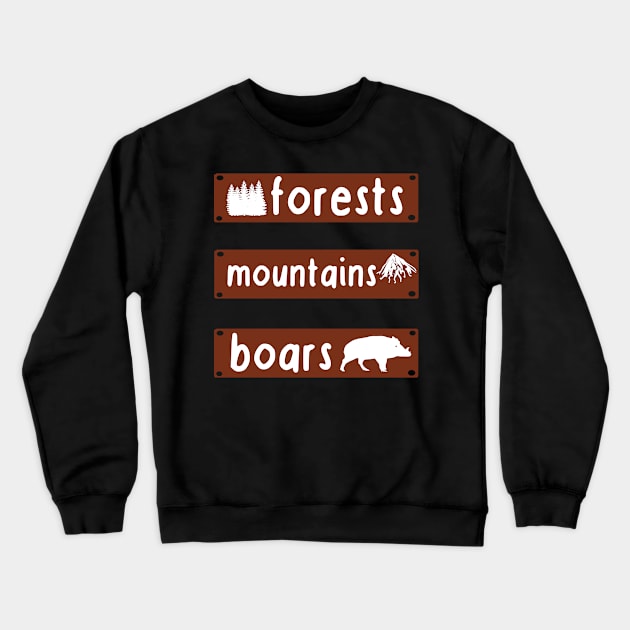 Wild boar forest mountains design men fan hunter Crewneck Sweatshirt by FindYourFavouriteDesign